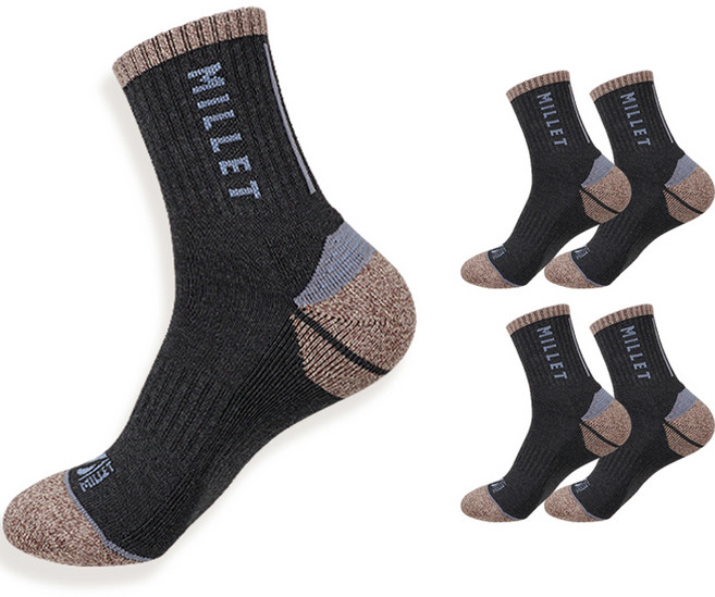 밀레 남성용 파일 장목 등산 양말 세트, 챠콜, 5개
