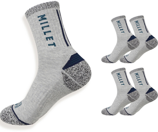 밀레 남성용 장목 등산 양말, 연그레이, 5개
