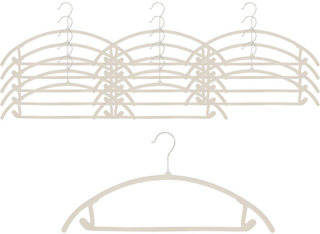 마벨인홈 고급형 미끄럼방지 스텐 옷걸이, 아이보리, 15개