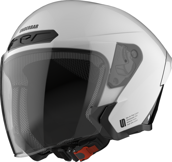 언더바 오토바이 오픈페이스 헬멧 U-03, 화이트 + 블랙