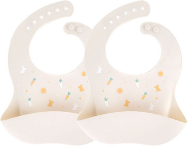 르메이어 실리콘 방수 턱받이, 베이지레빗, 2개입, 1개