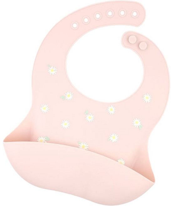 르메이어 실리콘 방수 턱받이, 핑크플라워, 1개입, 1개