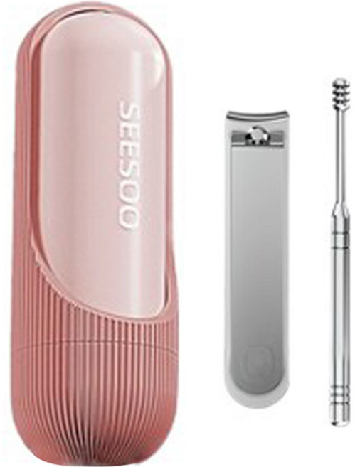 간편한 캡슐형 손톱깎이 귀이개 세트, 핑크, 1세트