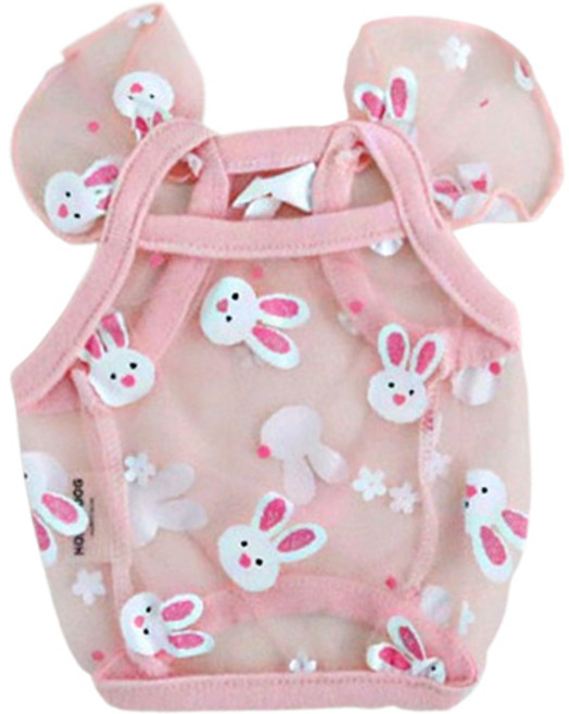 개꿀이냥 강아지 옷 토끼 프릴 망사나시 HDSV00386, 핑크, 1개