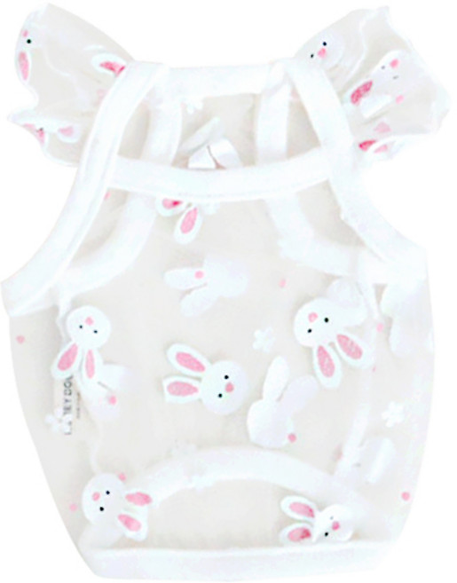 강아지 옷 토끼 프릴 망사나시 HDSV00386, 화이트, 1개