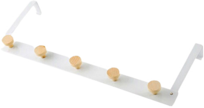 마벨인홈 간편설치 무타공 원목 도어행거 걸이 후크, 화이트, 1개