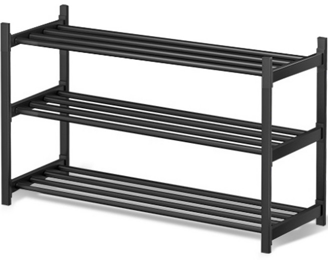 마벨인홈 다용도 간편 조립 스텐 신발 정리대 3단, 블랙, 1개