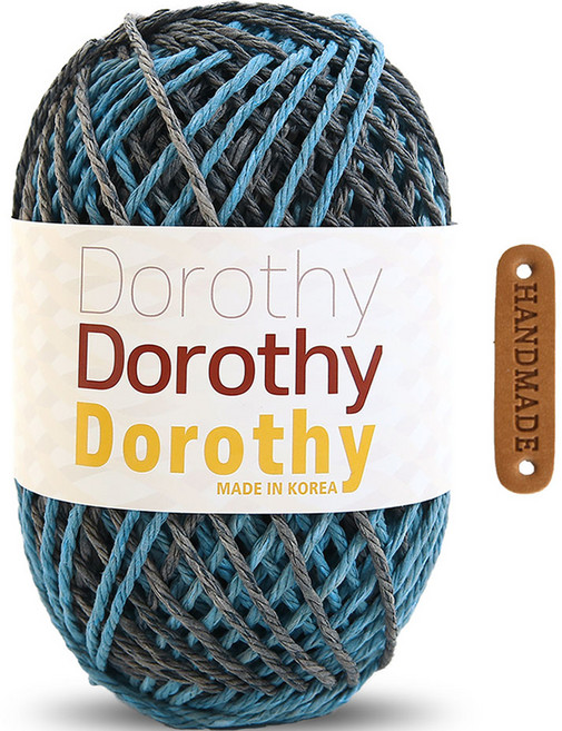 Knitt Dorothy染色編織線 120g + 圓形邊緣標籤組, 03_復古牛仔, 1個