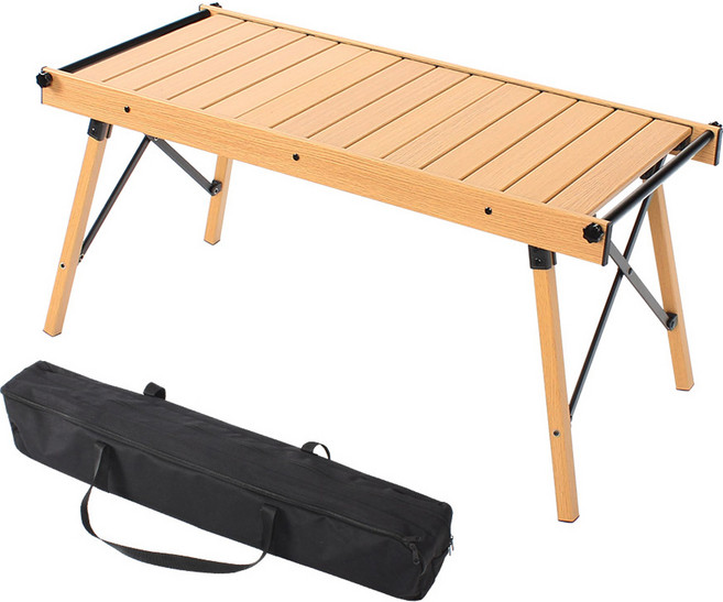 캠프빌리지 우디 IGT 롤테이블 + 보관가방 세트, 네츄럴(테이블)