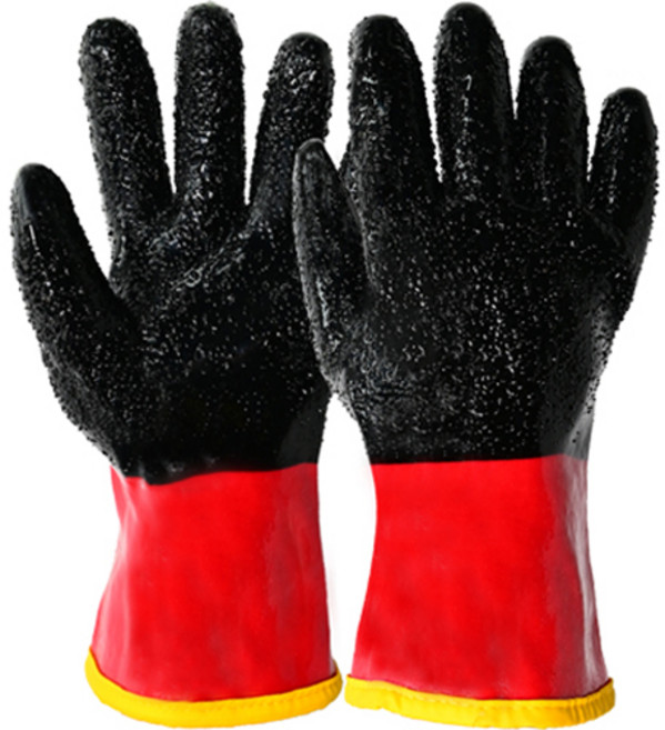 한우 PVC코팅 기모 방한장갑 양손세트 블랙, 1세트
