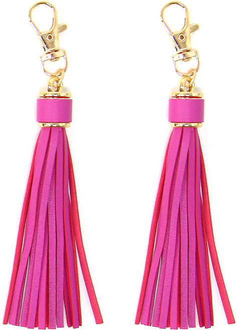 니뜨 가죽 태슬 참장식 키링, 핫핑크, 2개