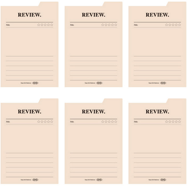 플레픽 스티키 점착식 인덱스 메모지, 15 REVIEW, 50매, 6개