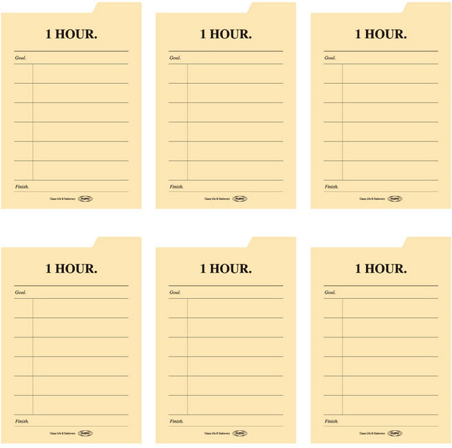 플레픽 스티키 점착식 인덱스 메모지, 03 1HOUR, 50매, 6개