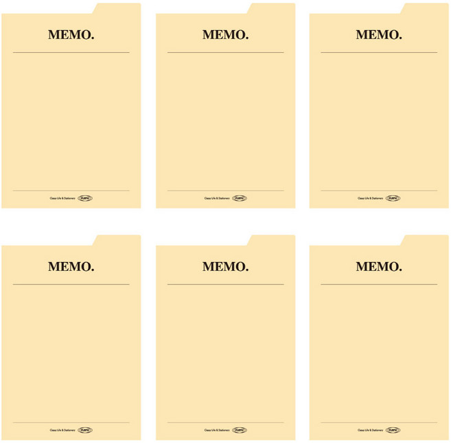 플레픽 스티키 점착식 인덱스 메모지 08 MEMO, 옐로우, 50매, 6개