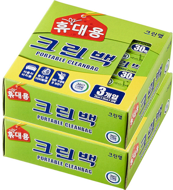 크린랲 휴대용 크린백 25cm x 35cm, 중(M), 30개입, 6개