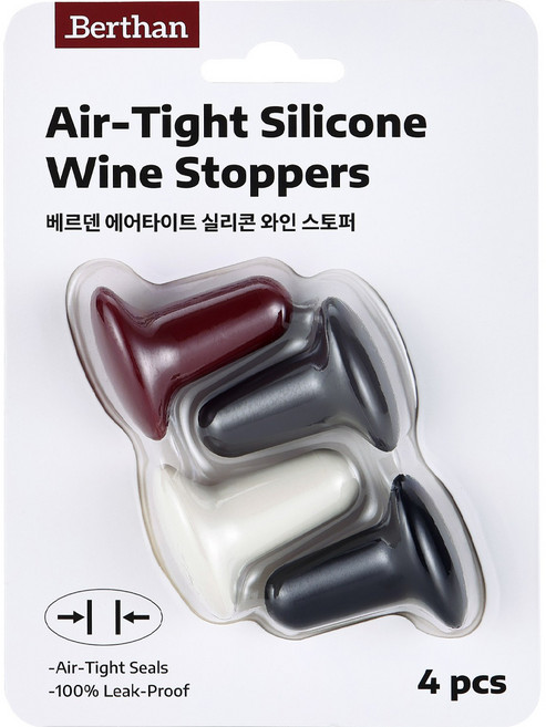 베르덴 에어타이트 실리콘 와인 스토퍼 4종 세트, 혼합색상, 1세트