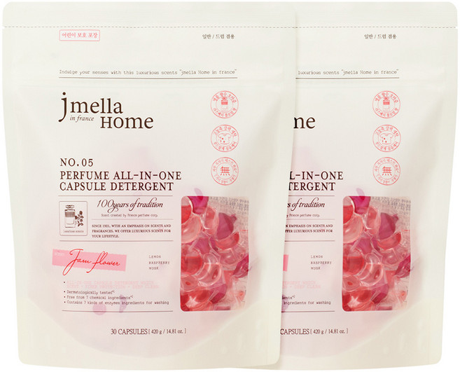 제이멜라 홈 인 프랑스 잼 플라워 퍼퓸 올인원 캡슐 세제, 30개입, 2개