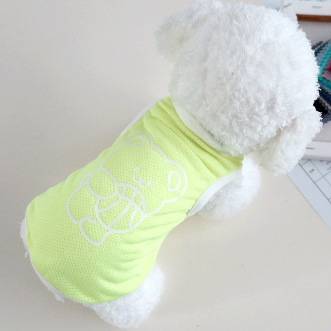 개꿀이냥 강아지 곰 야광로고 나시 HDSV00388, 형광노랑, 1개