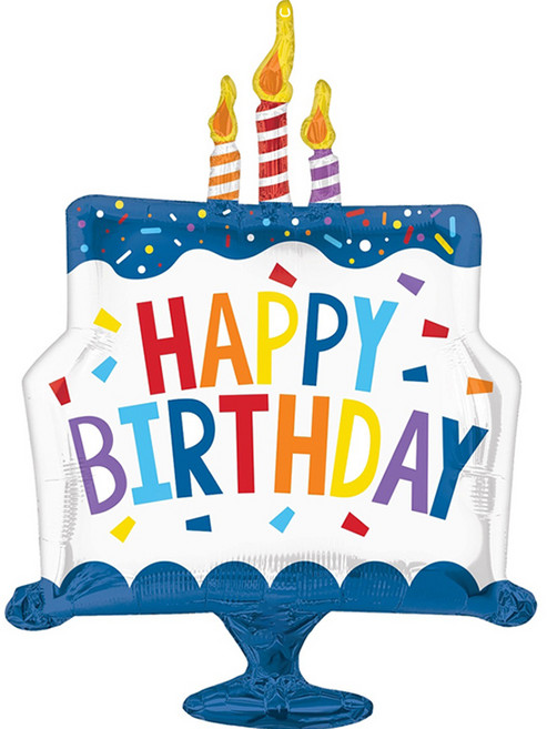 아나그램 은박풍선 해피벌스데이 케이크 슈퍼쉐입, 혼합색상, 1개