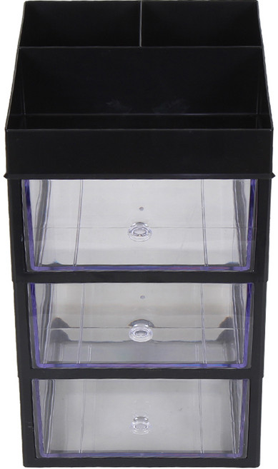 슬림미니 화장품 소품 정리함 특대서랍 4단, 블랙, 1개