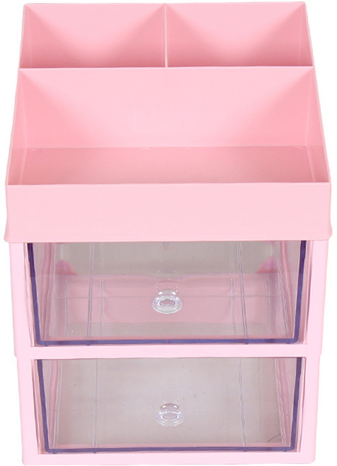 슬림미니 화장품 소품 정리함 특대서랍 3단, 핑크, 1개
