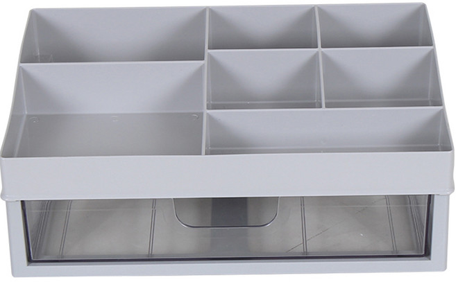 와이드서랍 화장품 소품 정리함 2단, 그레이, 1개