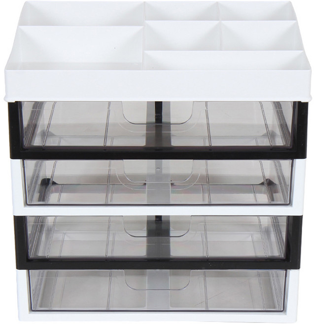 와이드서랍 화장품 소품 정리함 5단, 화이트 + 블랙, 1개