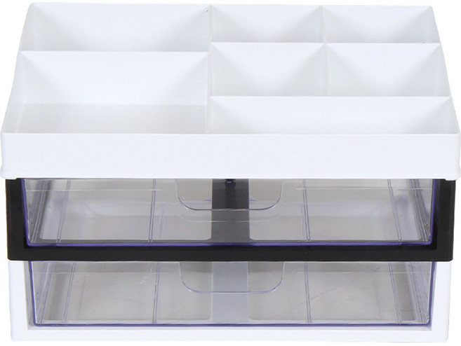 와이드서랍 화장품 소품 정리함 3단, 화이트 + 블랙, 1개