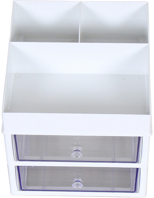 슬림미니 화장품 소품 정리함 대서랍 3단, 화이트, 1개