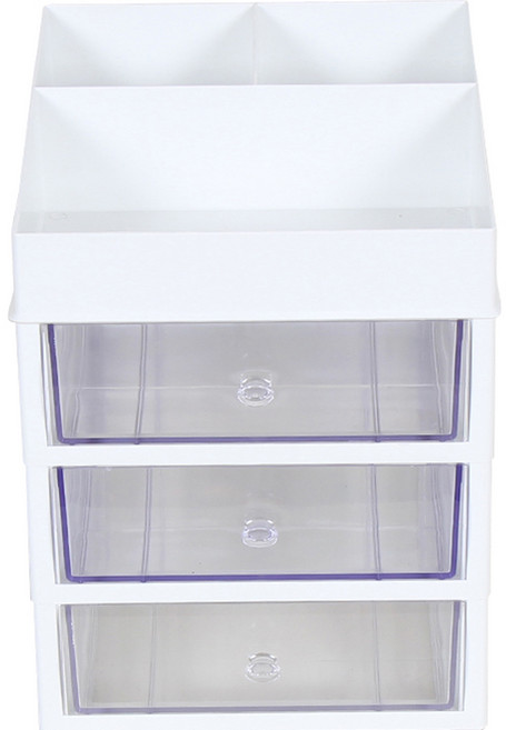 슬림미니 화장품 소품 정리함 대서랍 4단, 화이트, 1개