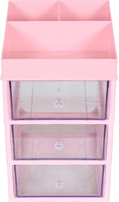 슬림미니 화장품 소품 정리함 특대서랍 4단, 핑크, 1개