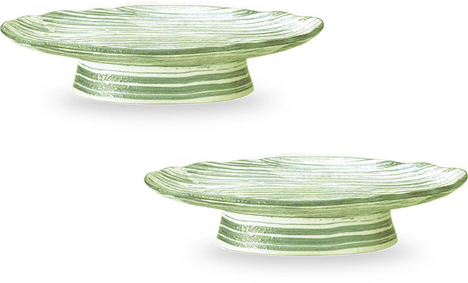 로슬린 도해 굽타원 접시, 그린, 2개