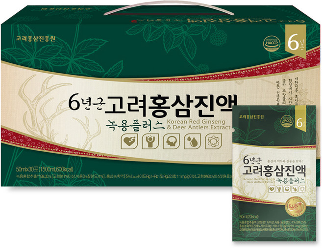 고려홍삼진흥원 6년근 고려홍삼진액 녹용플러스, 50ml, 30개입, 1개