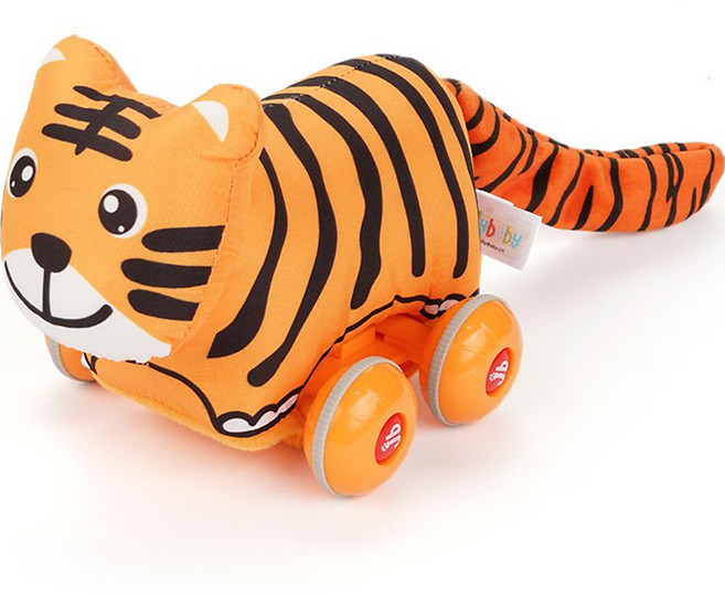 Jollybaby 헝겊 풀백카 동물인형, 2. 호랑이, 1개