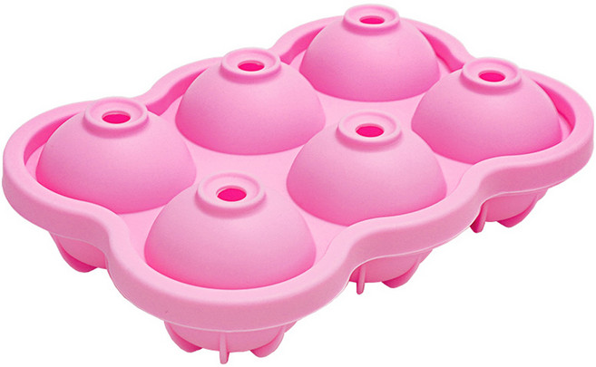 인블룸 실리콘 얼음틀 빅볼 원형 6구, 핑크, 1개