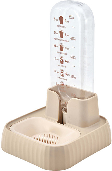 랜보어 반려동물 눈금 반자동 급수기, 베이지, 1개