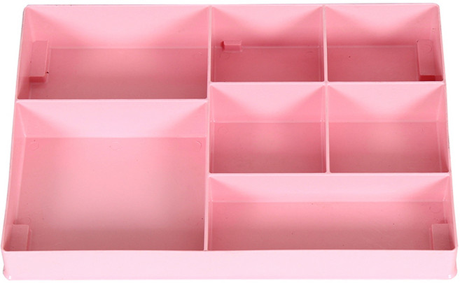 화장품 소품 와이드 정리함 1단, 핑크, 1개
