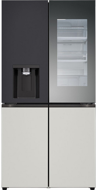 LG전자 오브제 820L 4도어 메탈 양문형 디오스 노크온 얼음정수기 냉장고 방문설치, W824MBG472S, 오브제컬렉션 블랙 + 그레이