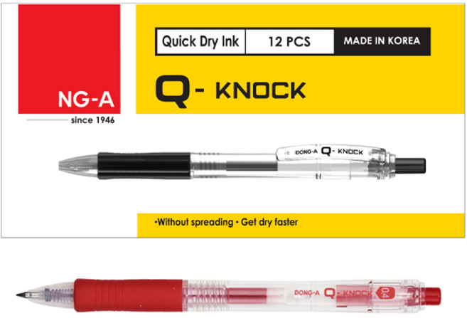 동아 Q노크 볼펜 0.4mm, 빨강, 12개
