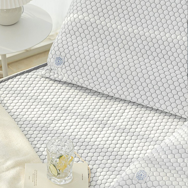 수면공감 에어캡슐 아이스 냉감 패드 + 키즈 베개커버 세트, 화이트, 쿨매트+쿨베개 세트