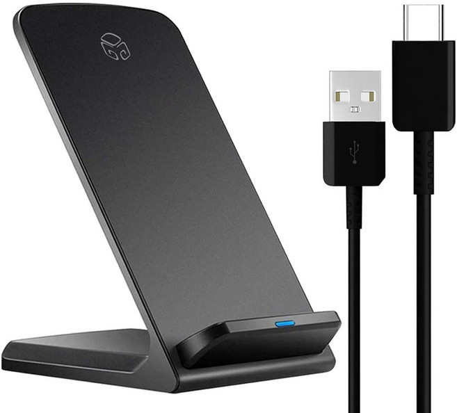 디지지 듀얼코일 PD 15W 고속 무선 충전거치대 + C타입 고속케이블 1.2m 세트, 블랙(무선충전거치대), 블랙(케이블), 1세트