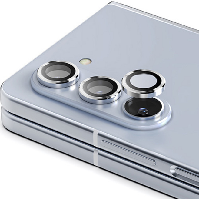 신지모루 AR 빛번짐방지 메탈 프레임 링 카메라 렌즈 강화유리 휴대폰 액정보호필름 세트 실버, 1개