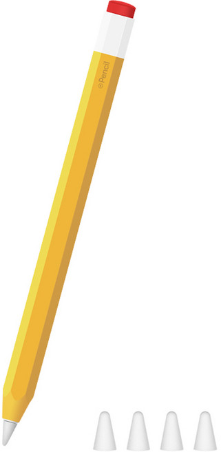 제이로드 애플펜슬 1세대 연필 케이스 + 실리콘 펜팁캡 4p 세트, 옐로우, 1세트