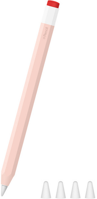 제이로드 애플펜슬 1세대 연필 케이스 + 실리콘 펜팁캡 4p 세트, 핑크, 1세트