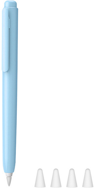 제이로드 애플펜슬 1세대 똑딱이 케이스 + 실리콘 펜팁캡 4p 세트, 블루, 1세트