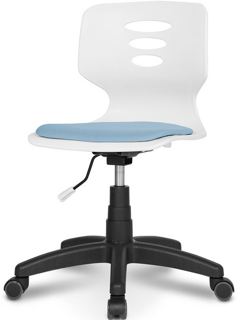 체어포커스 하이백 패드형 책상의자 RT-PAD, 화이트 + 스카이블루