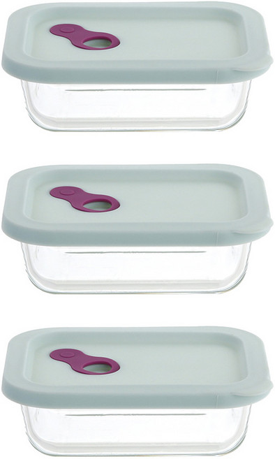 플라라 직사각 실리콘 오븐글라스, 3개, 370ml