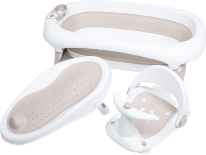 베베스페이스 유아용 접이식 온도계 욕조 + 목욕 의자 + 신생아 욕조 세트, 혼합 색상