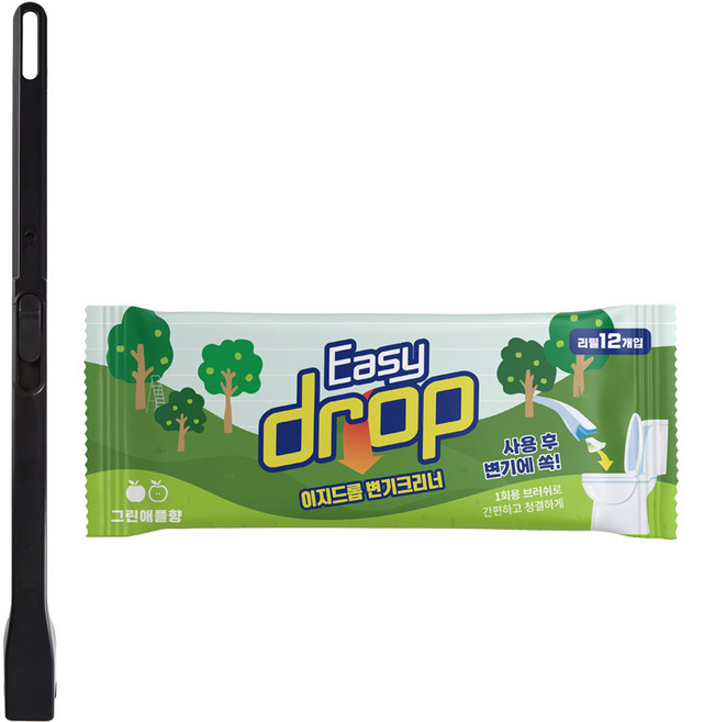 이지드롭 변기크리너 뉴 핸들팩 그린애플향, 블랙, 1세트