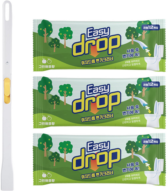 이지드롭 변기크리너 뉴 핸들팩 그린애플향, 연노랑, 3세트
